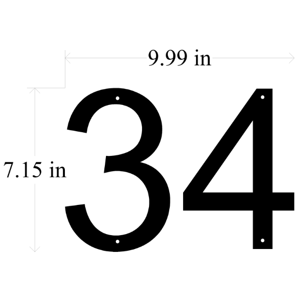 7" Metal House Numbers (Standoff Mount) Font: Arial - 2 Numbers image