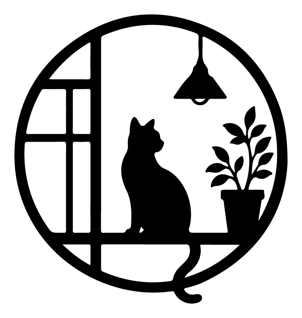 Cat on a windowsill round metal wall art