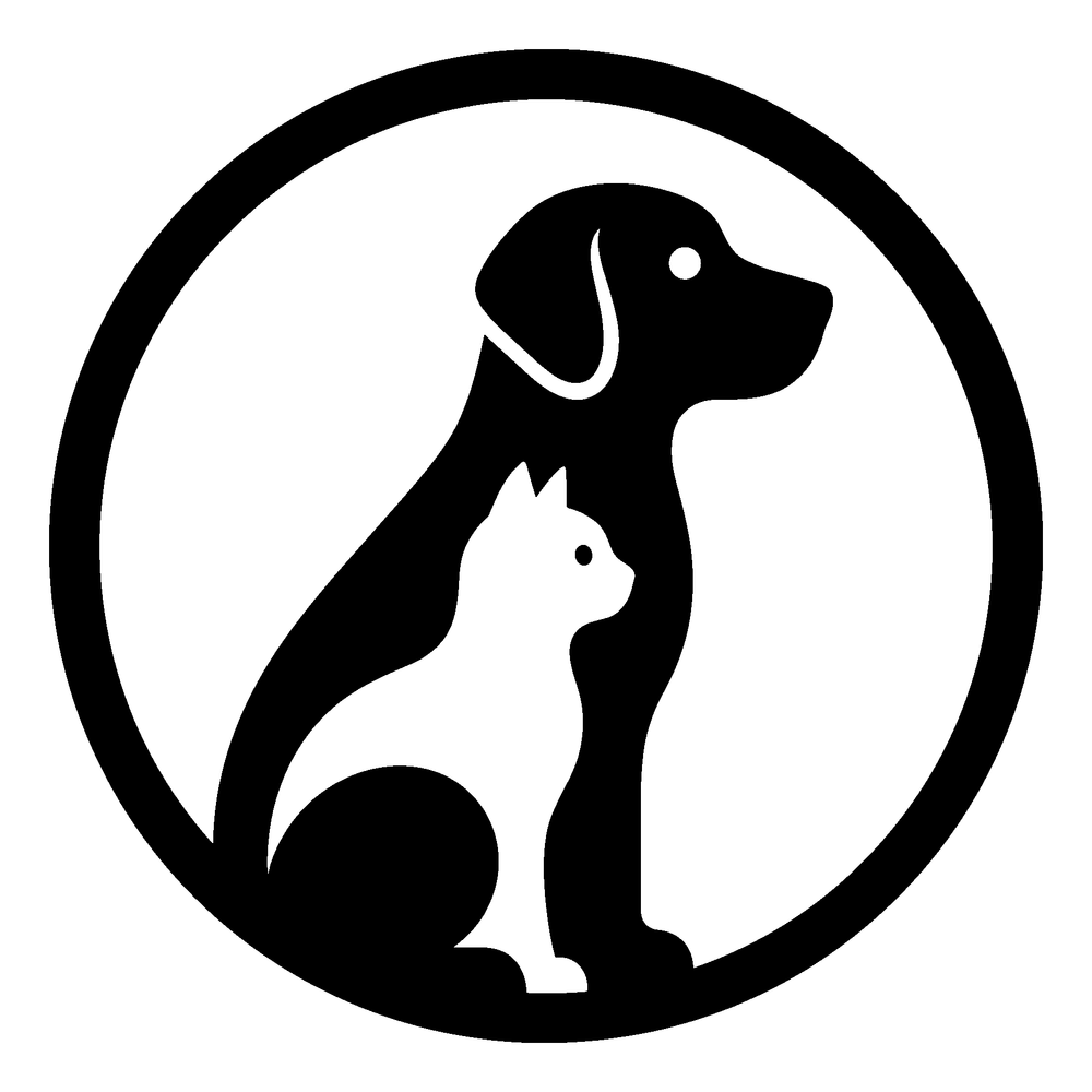 Dog and cat round metal wall art in matte black steel