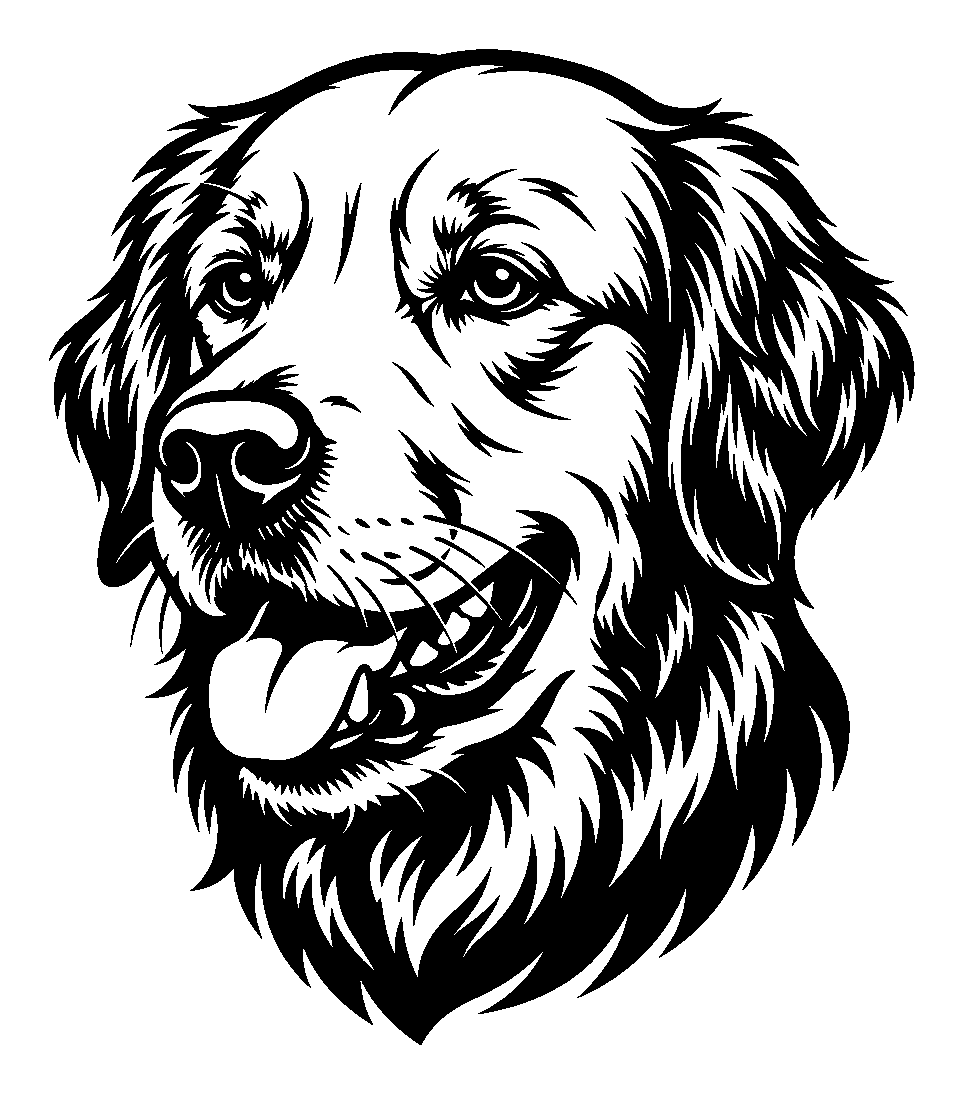 Golden retriever metal wall art in matte black steel