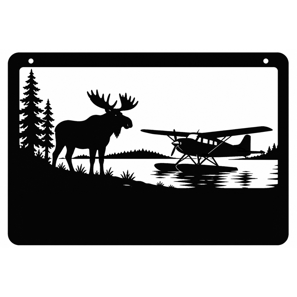 Moose and floatplane family name sign blank customizer base