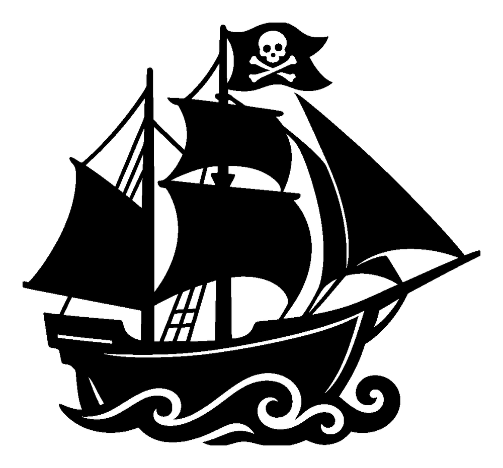 Pirate ship metal wall art in matte black steel