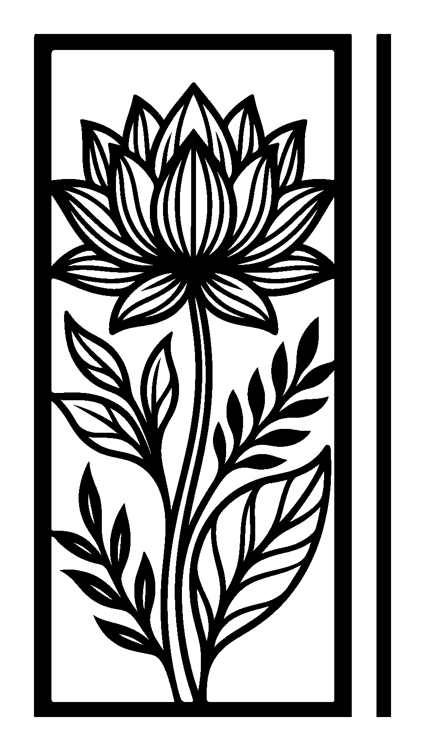 Lotus flower panel metal wall art in matte black steel
